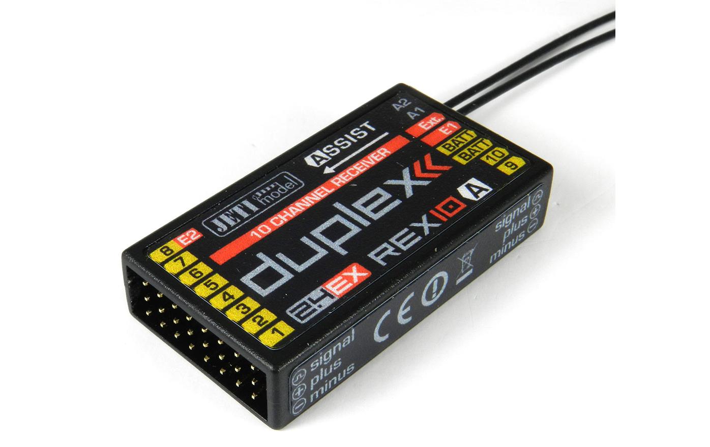 Empfänger Duplex REX 10 Assist 2.4 GHz EX<br>Telemetrie-fähiger 10 Kanal Empfänger kompatibel mit Duplex 2.4 GHz EX und EX-Bus Protokoll