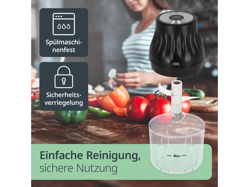 ADE Zerkleinerer Elektrisch KG2426-1 1500 mAh 0.15 l Kabelloser Multizerkleinerer