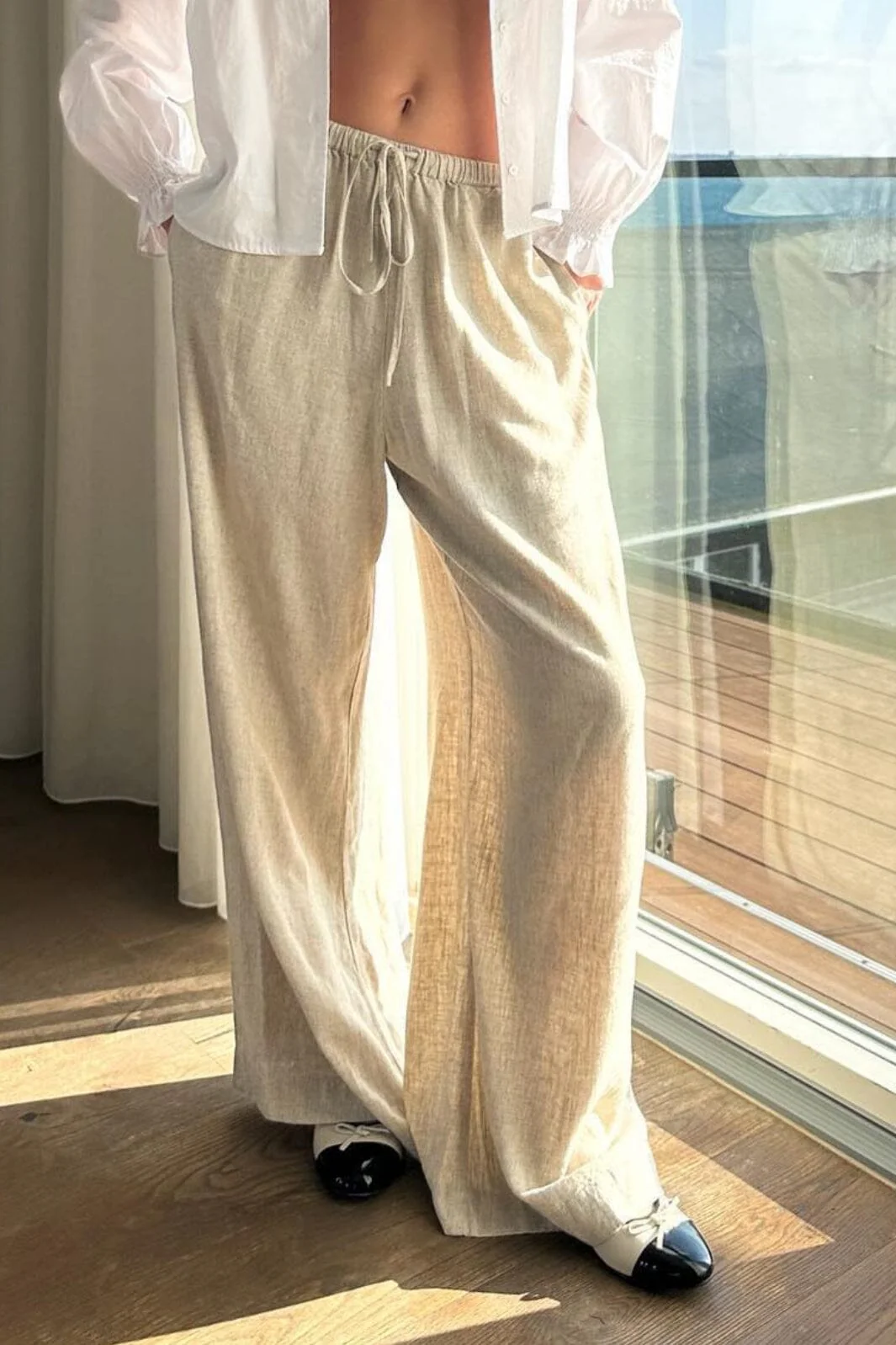 Neo Noir Lissabon Soft Linen Pants sand