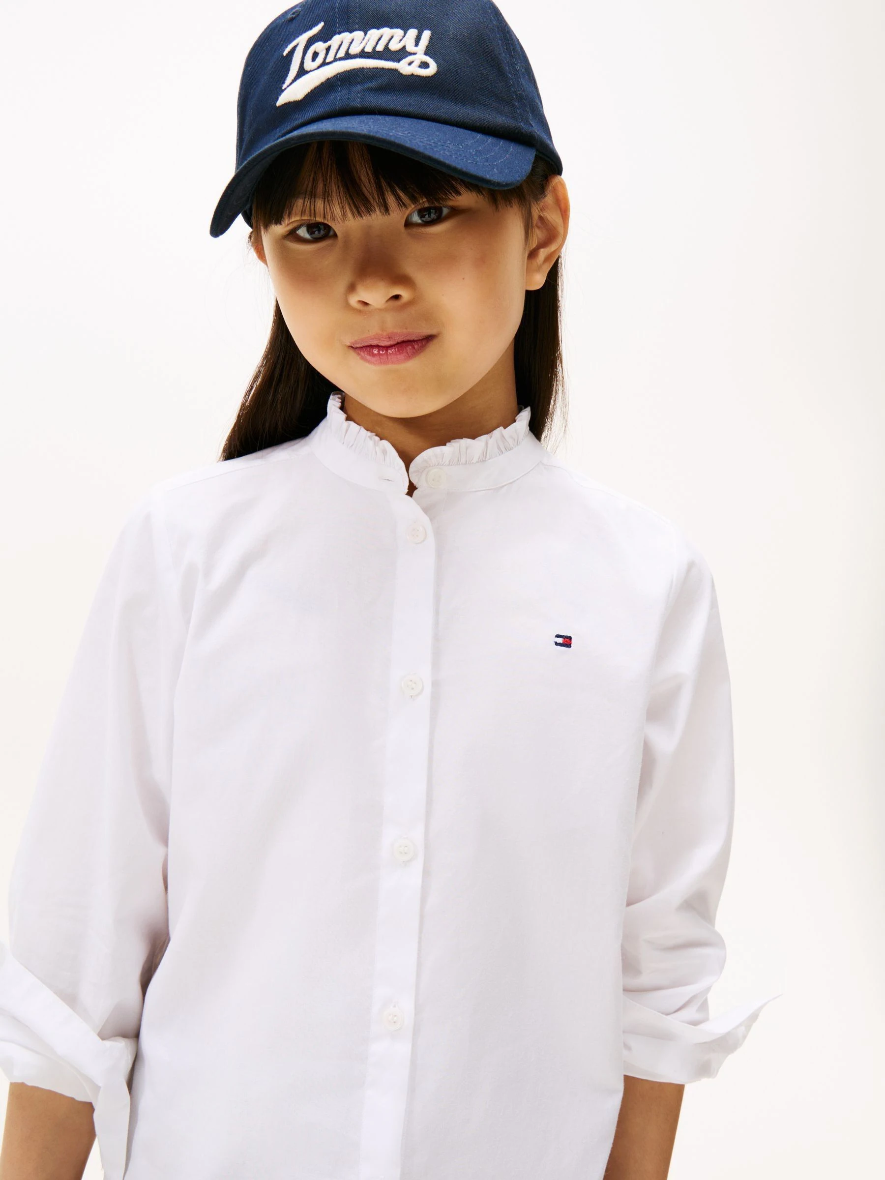 Tommy Hilfiger Ruffle Collar Poplin Relaxed Fit Blouse