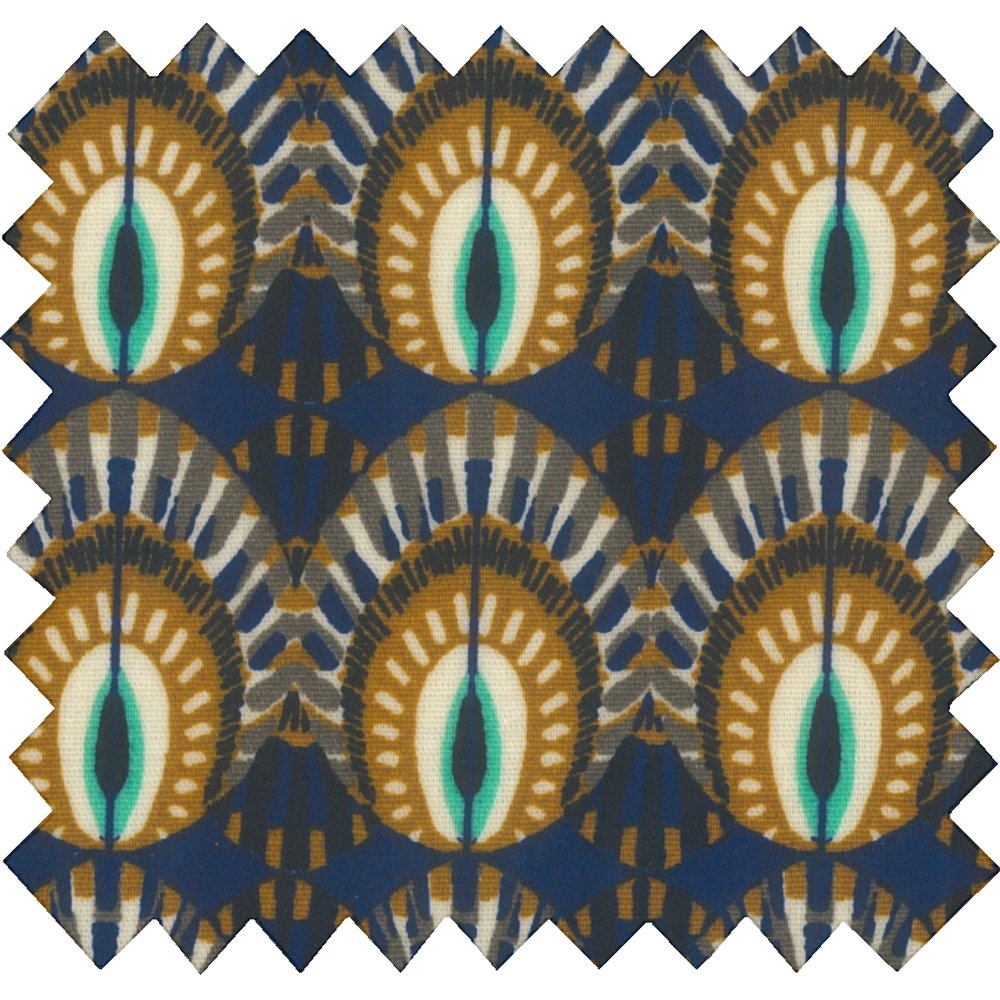 Coupon Tissu Enduit De 35Cm Plumes De Paon