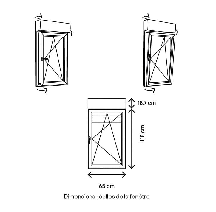 Fenêtre PVC 2 vantaux oscillo-battant + volet roulant électrique GoodHome blanc - l.60 x h.115 cm