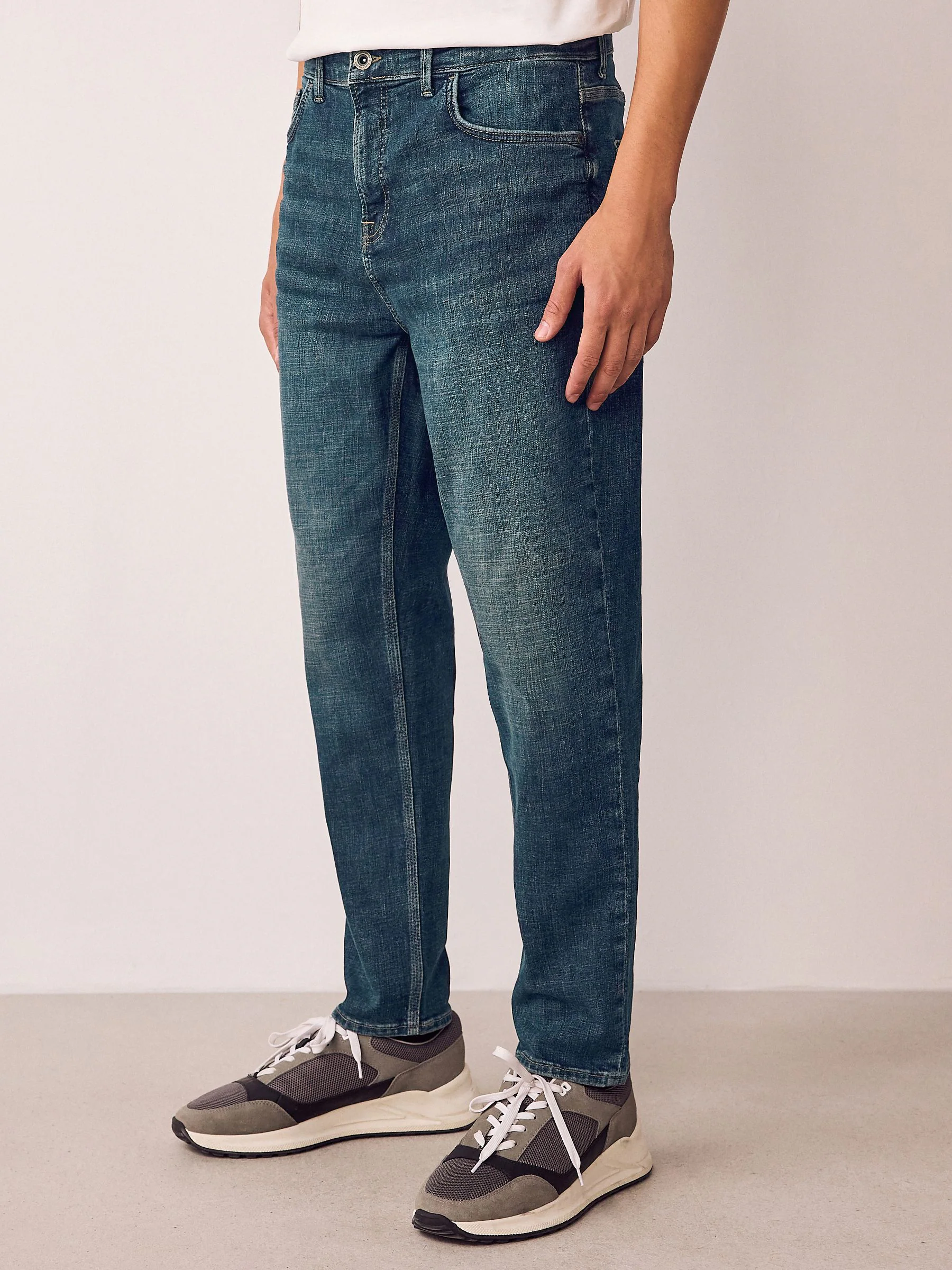 Vintage blauw - Standaard toelopende pasvorm - Authentieke stretch denim jeans