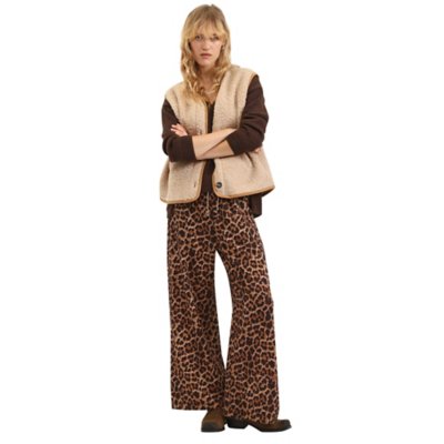 Pantalon femme Palazzo Fluide Print Leopard Cordon PLEASE