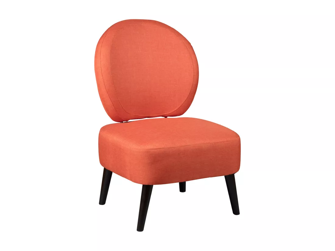 SKALAN - Fauteuil Crapaud Tissu Coloris Corail