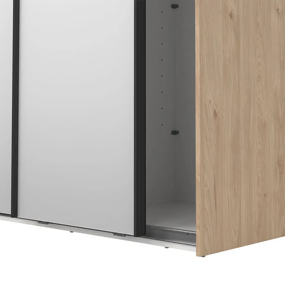 Hioshop Como schuifdeurkast 2 deuren met spiegel 120x220cm eikdecor