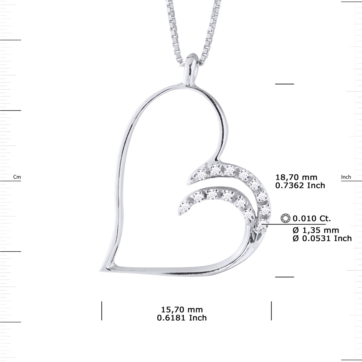 Collier HEART Diamants 0,15 Cts Or Blanc