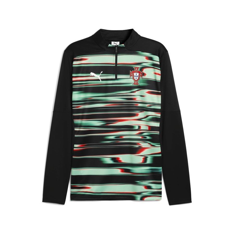 Portugal Maillot d'Entraînement Avant-Match Fermeture Éclair 1/4 - Noir/Blanc