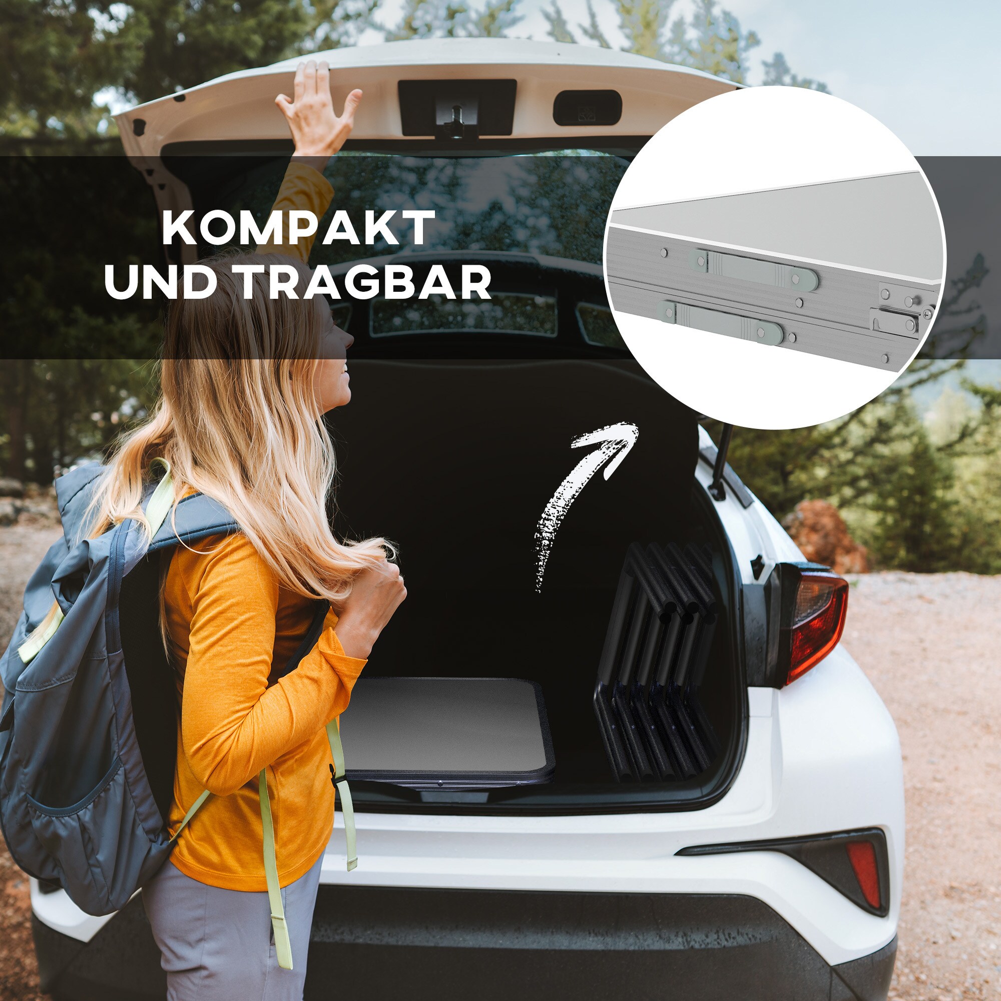 Outsunny Campingtisch Set mit 6 Stühlen grau 180L x 60B x 70H cm