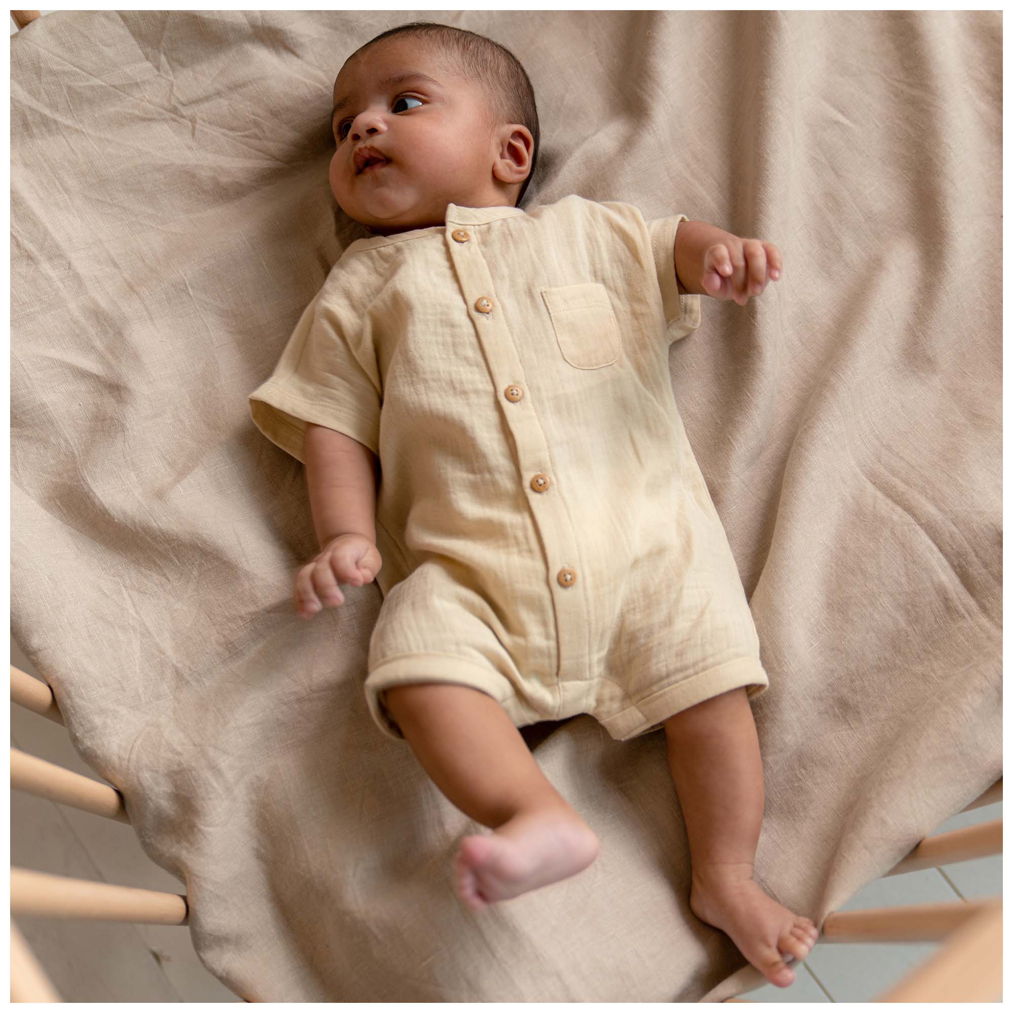 Prénatal newborn boxpakje mousseline korte mouwen effen beige
