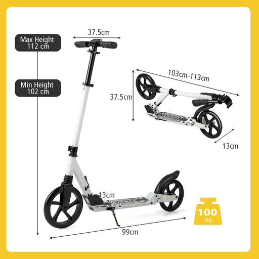 Patinete dobrável com manilha ajustável Costway