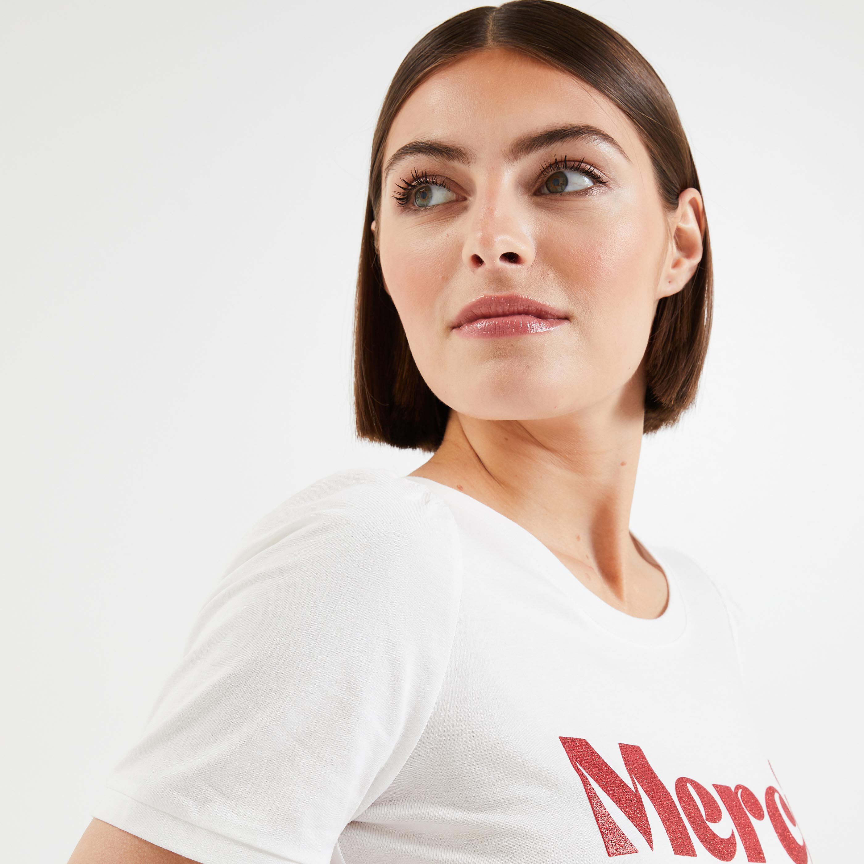 Tshirt message femme - BLANC CASSE