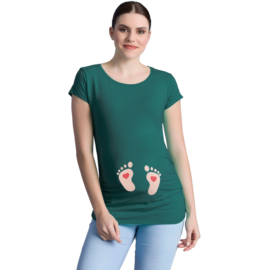 M.M.C. Umstandsshirt Baby Füße mit Motiv Dunkelgrün