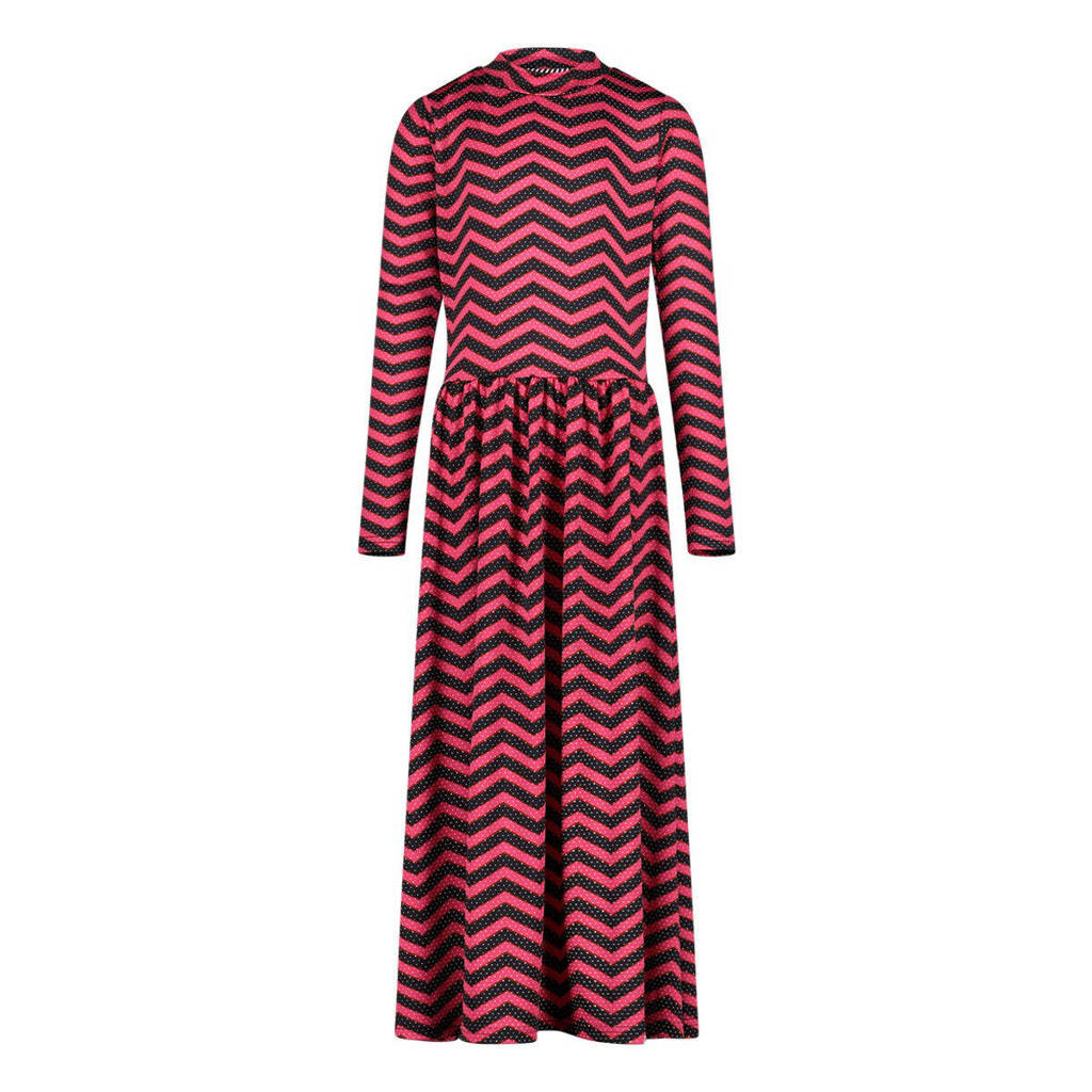 B.Nosy gestreepte maxi jurk koraalrood/blauw