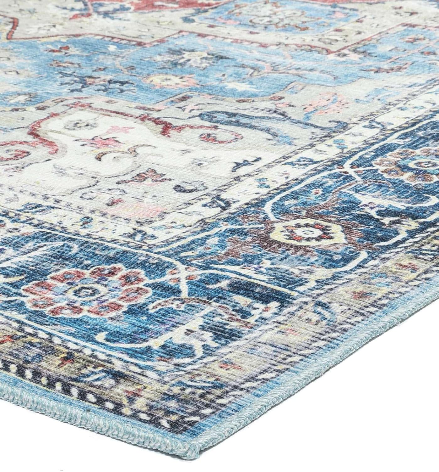 RugVista Georgia Oriental, Teppich, Moderne Teppiche, 230 x 160 cm, Rechteckig, Mittlerer Stapel, Wohnzimmer, Schlafzimmer, Maschinenwäsche, Oeko_tex_100, Blau/Multi