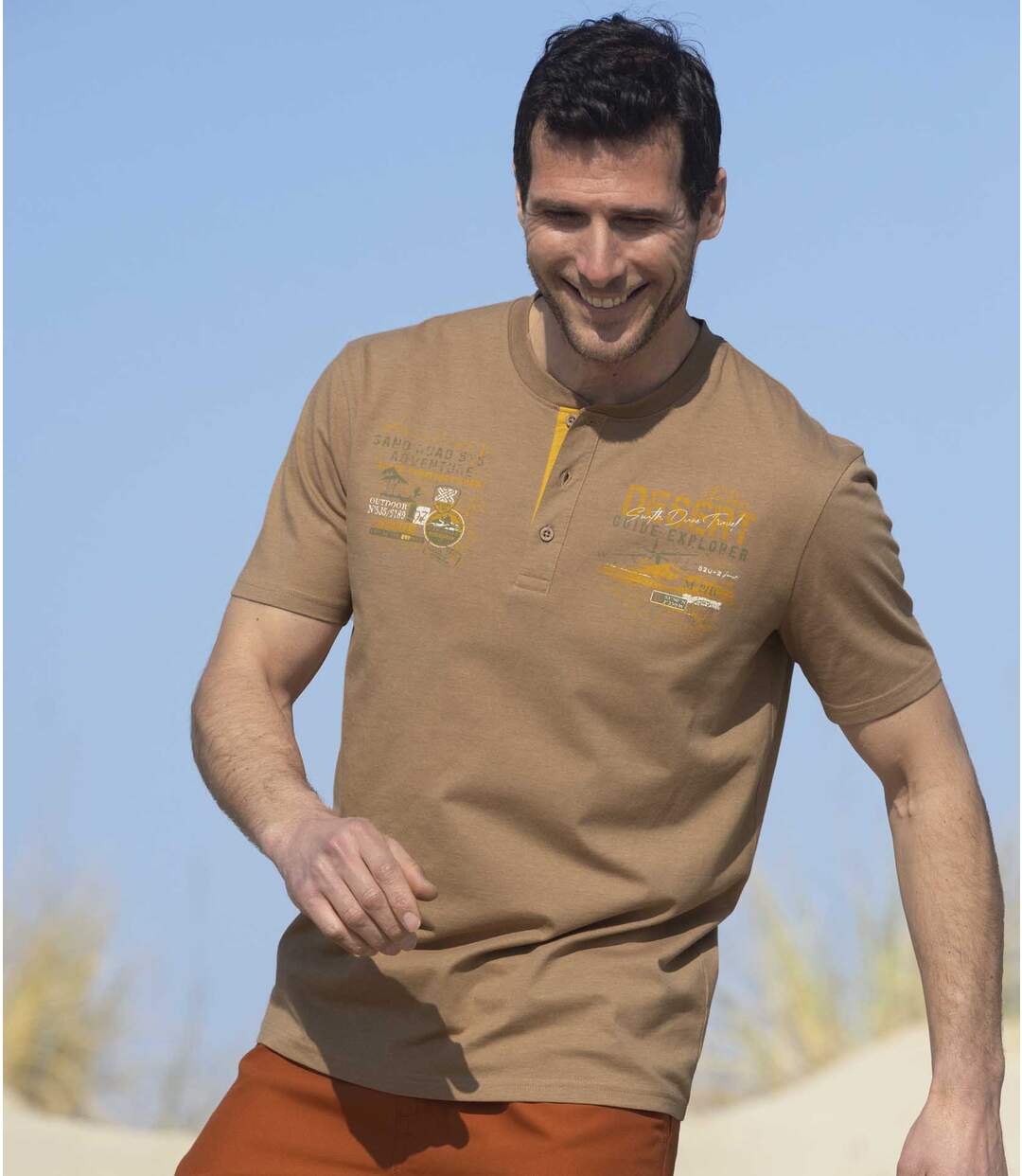 Lot de 2 Tee-Shirts Col Tunisien Sand Road