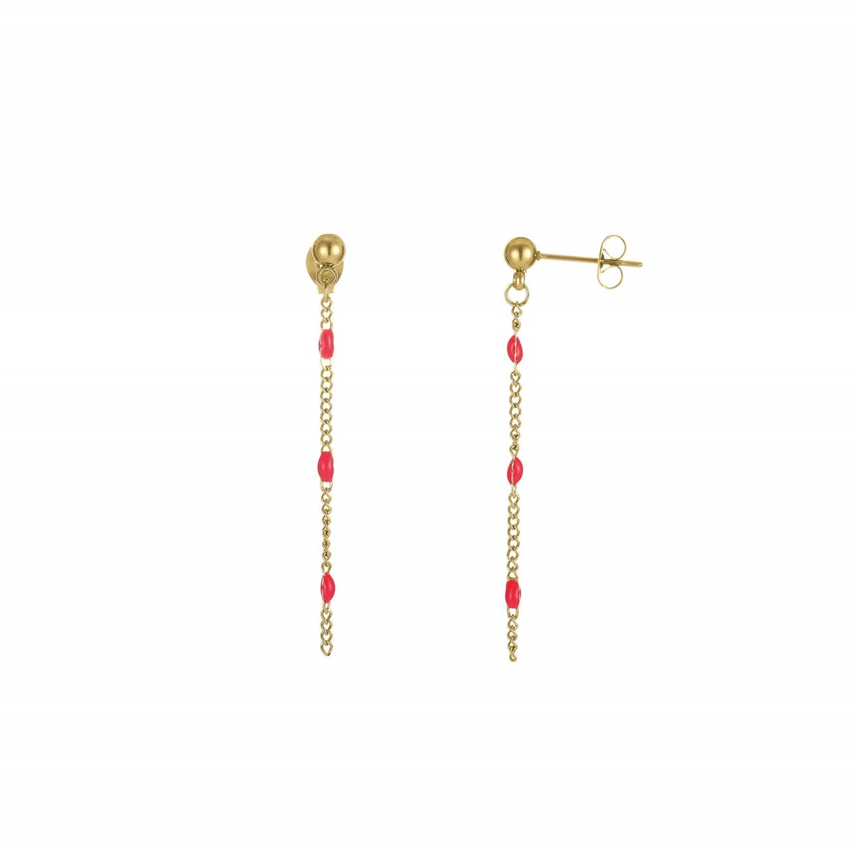 Boucles Rosaire rouge acier doré or