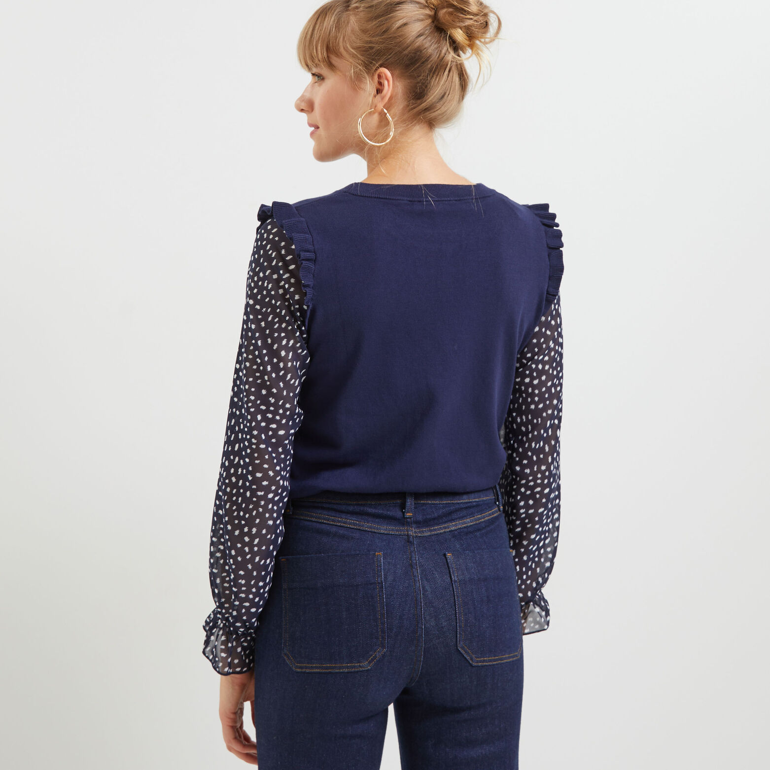 Pull bi matière femme