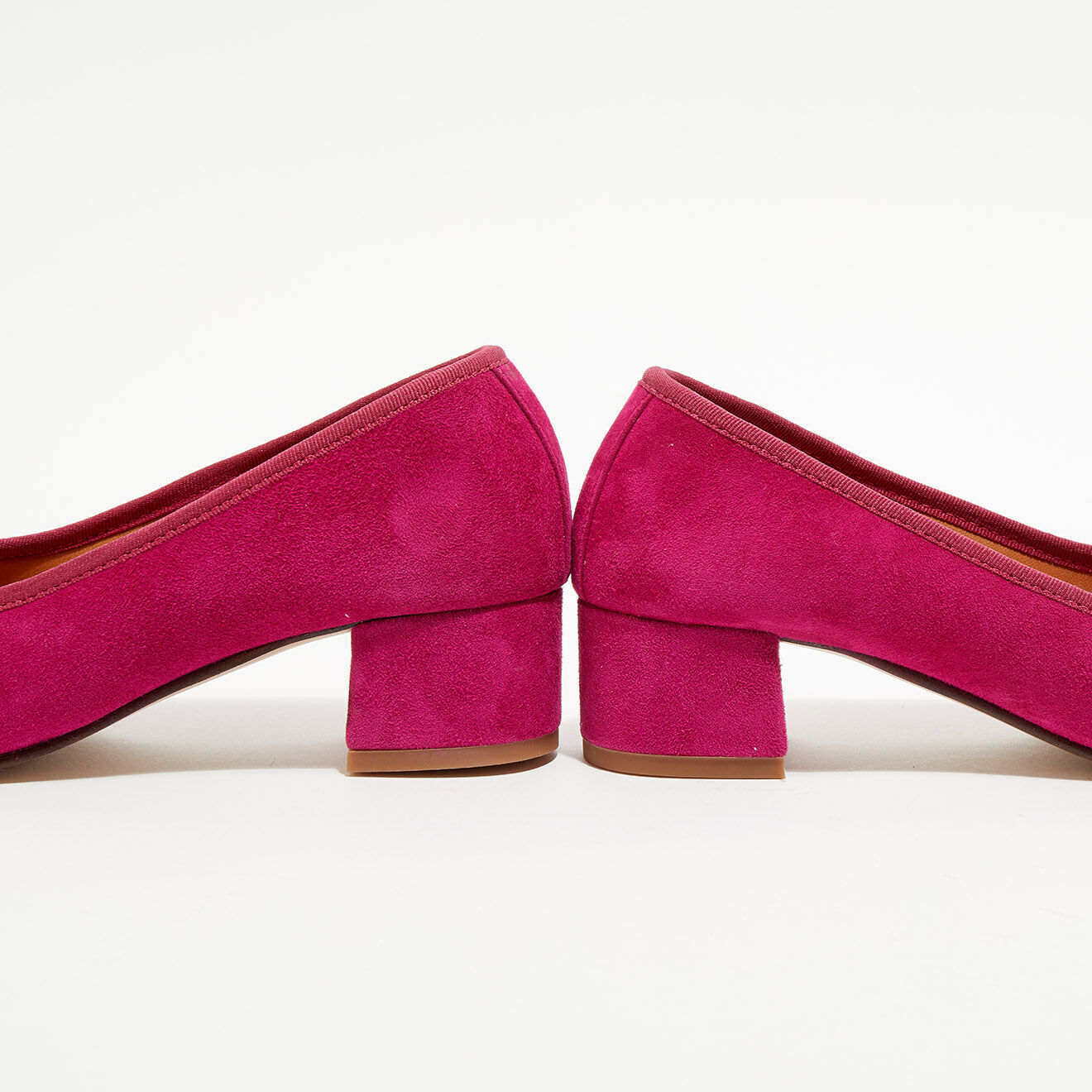 Quartier Latin Ballerines trotters en Velours de Cuir Diane fuchsia - Talon 4 cm