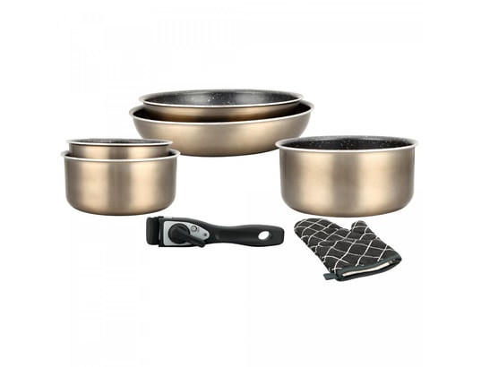 HERZBERG - Ensemble poêles HG-8053: Batterie De Cuisine 7 Pièces Revêtue De Marbre Avec...