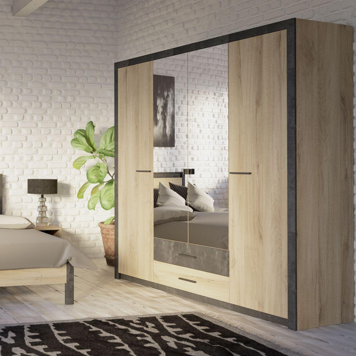 COLORADO ARMOIRE 4PORTES 2TIROIRS CHENE KRONBERG SIDEWAL