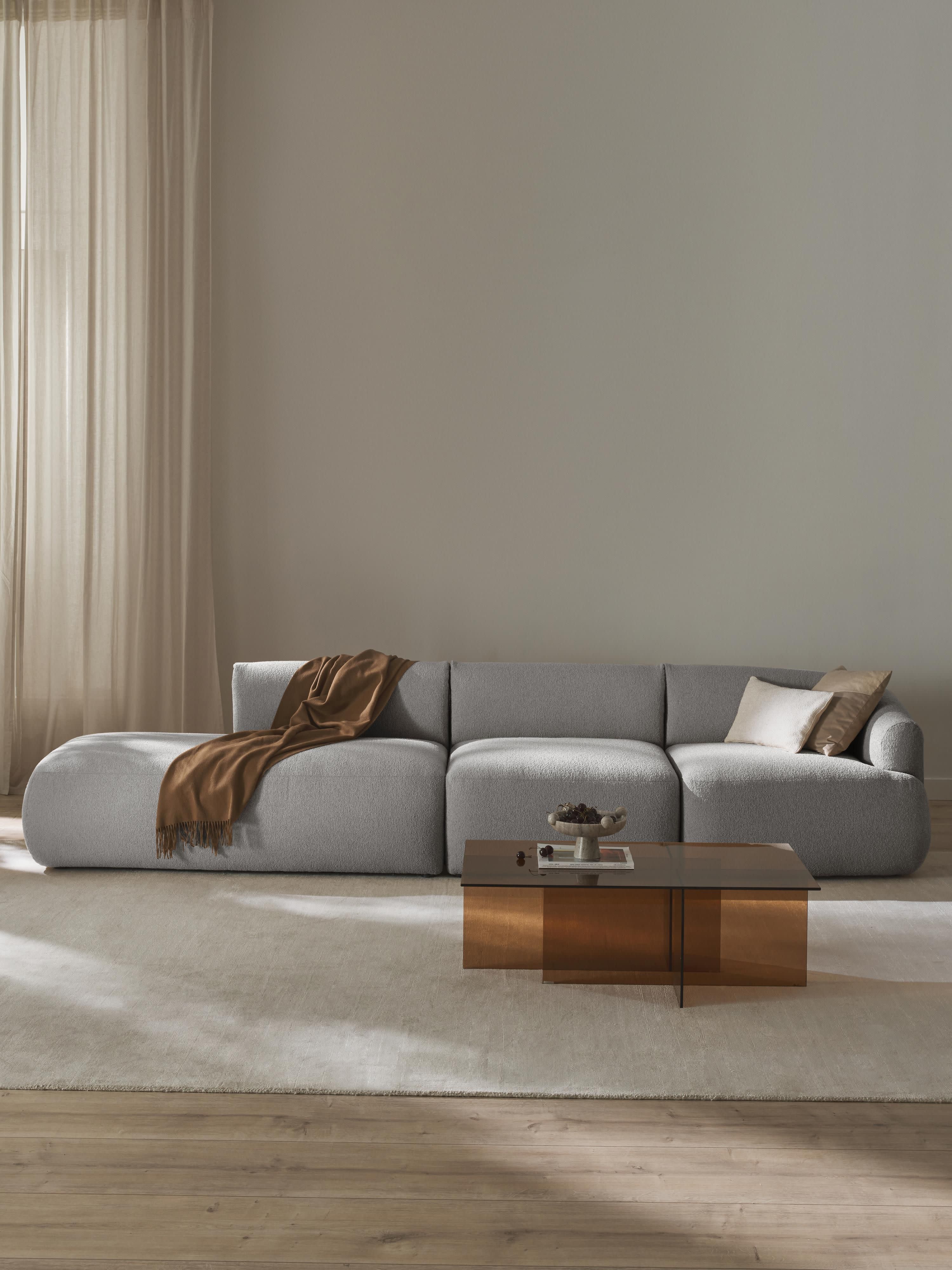 Modulaire XL chaise longue Sofia van bouclé stof