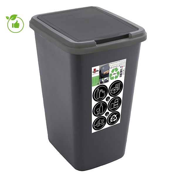 Poubelle de tri sélectif Green 50 L, coloris noir
