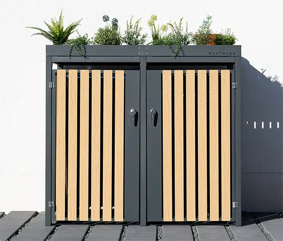 Mülltonnenbox mit Blumenkasten, anthrazit