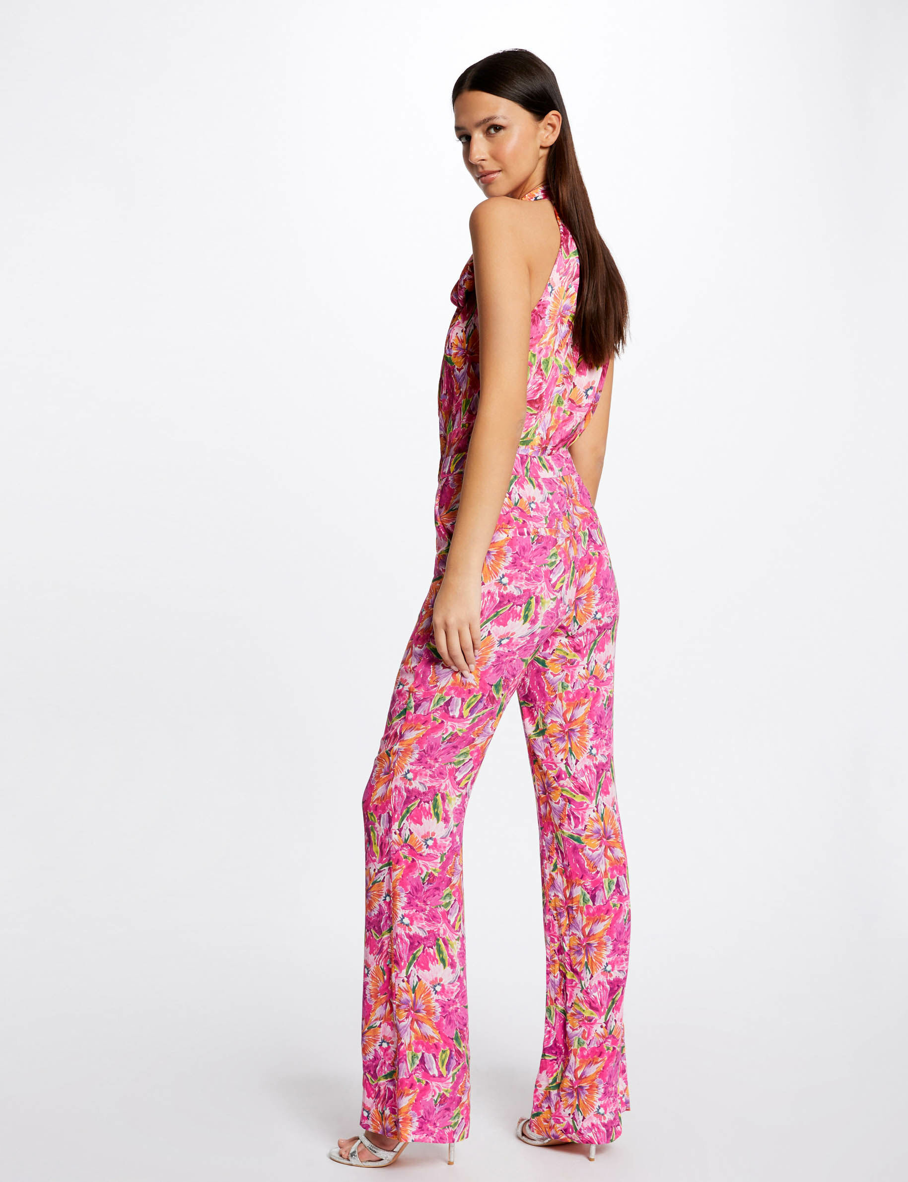 Pantalon flare fluide imprimé floral multico femme - multico
