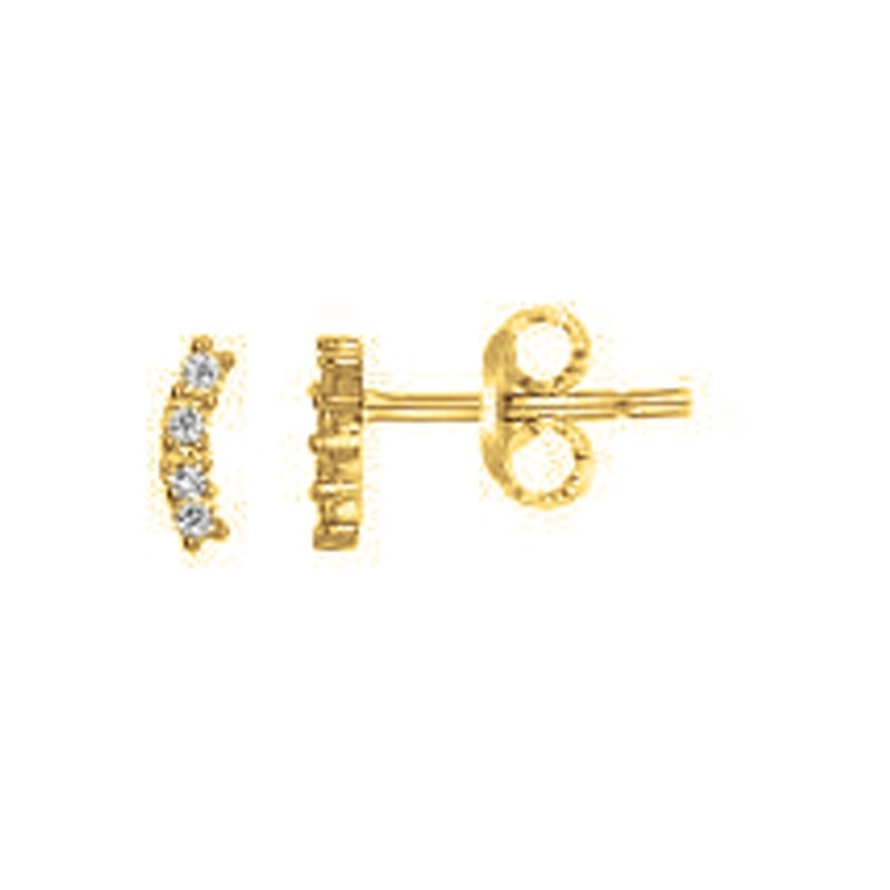 Boucles d'oreilles puces en Plaqué Or avec oxyde de zirconium blanc