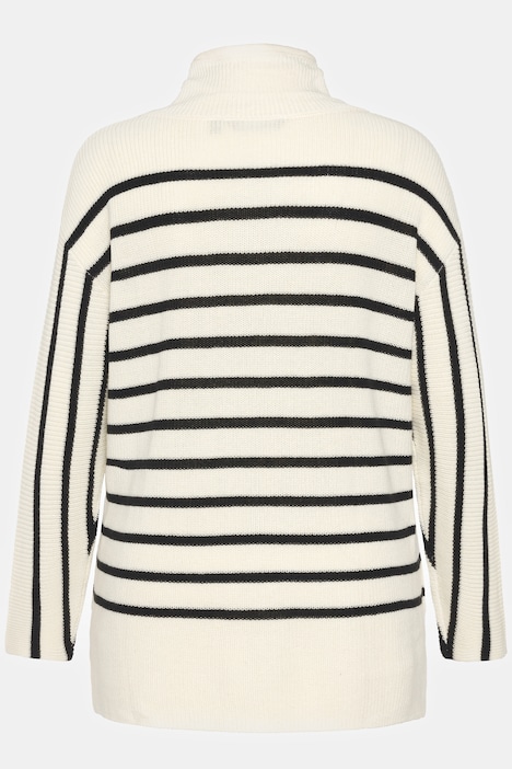 Pullover, Streifen, Oversized, Stehkragen, Langarm