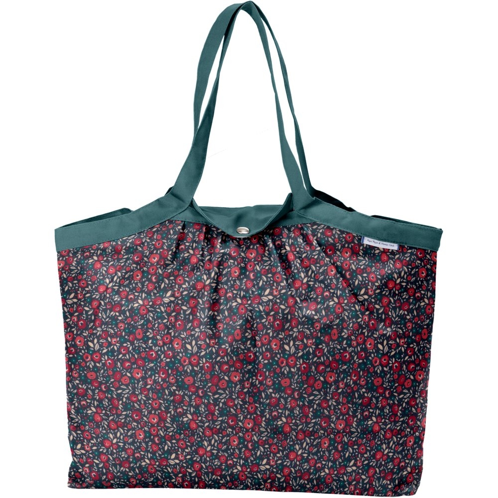 Sac Cabas Taille Moyenne Plissé Camelias Rubis