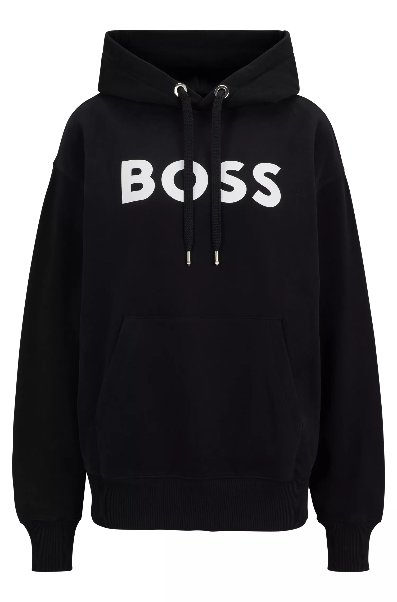 Moletom BOSS em mistura de algodão preto com logotipo contrastante