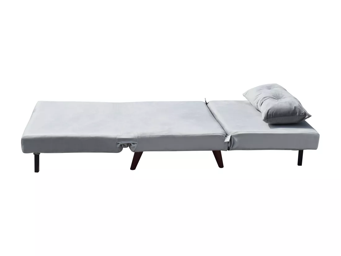 Fauteuil convertible lit une place velours gris 80x90x84 cm dimension lit 80x190x28 cm