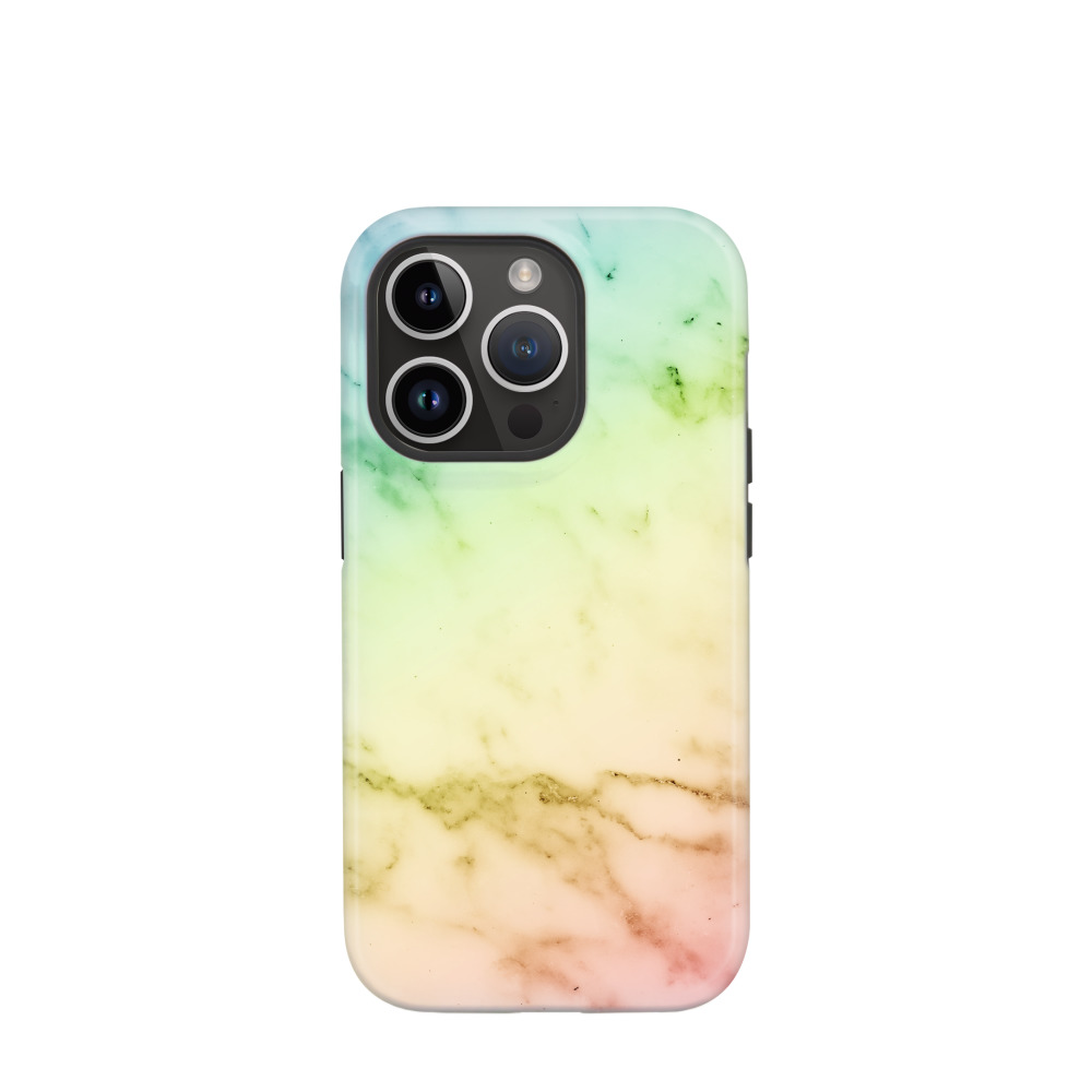 iPhone 14 Pro Hybrid (Kunststoff / Gummi) Hülle Rainbow - Blau / Gelb / Rot