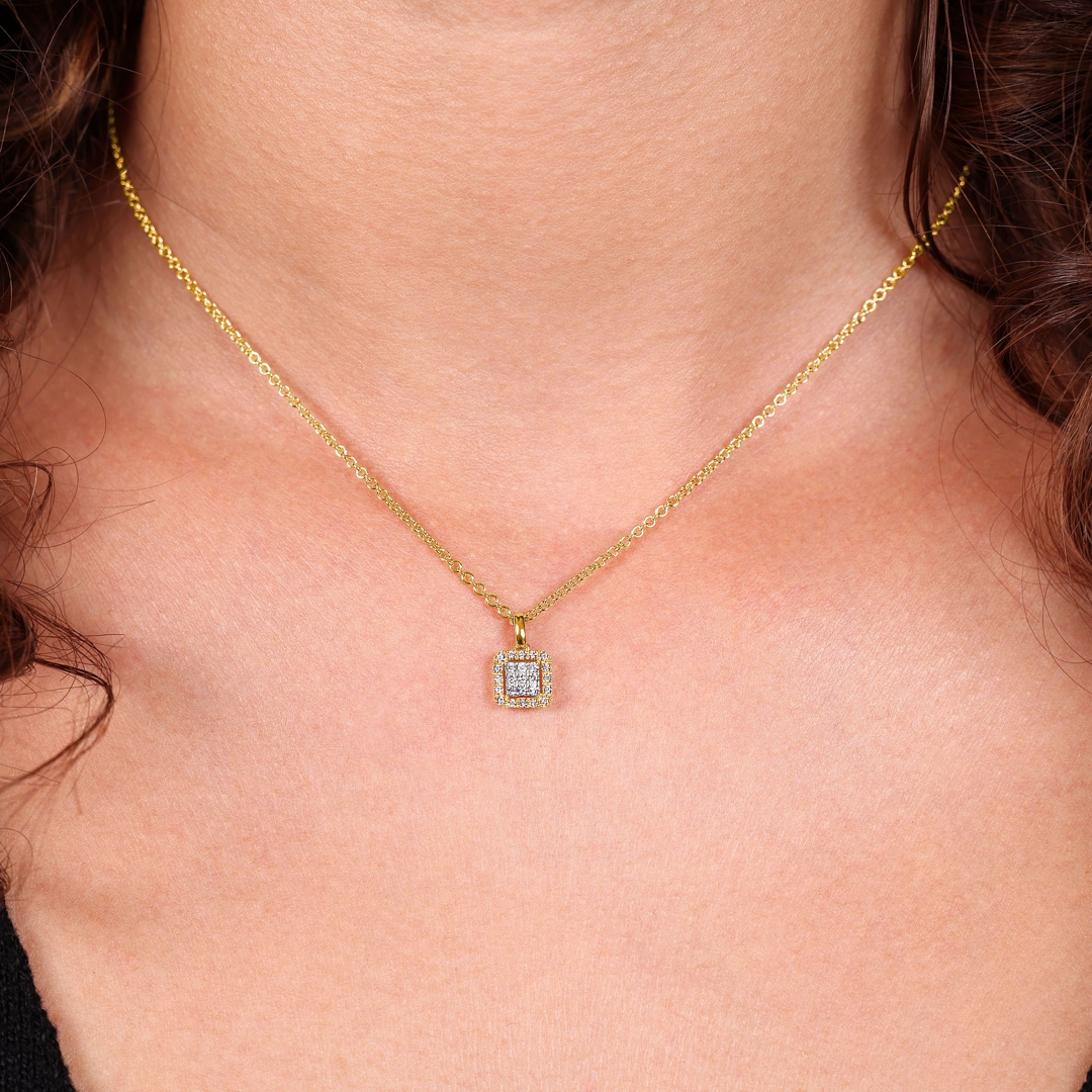 Anhänger 750/18 K Gelbgold mit Diamanten 0.12 ct H/si