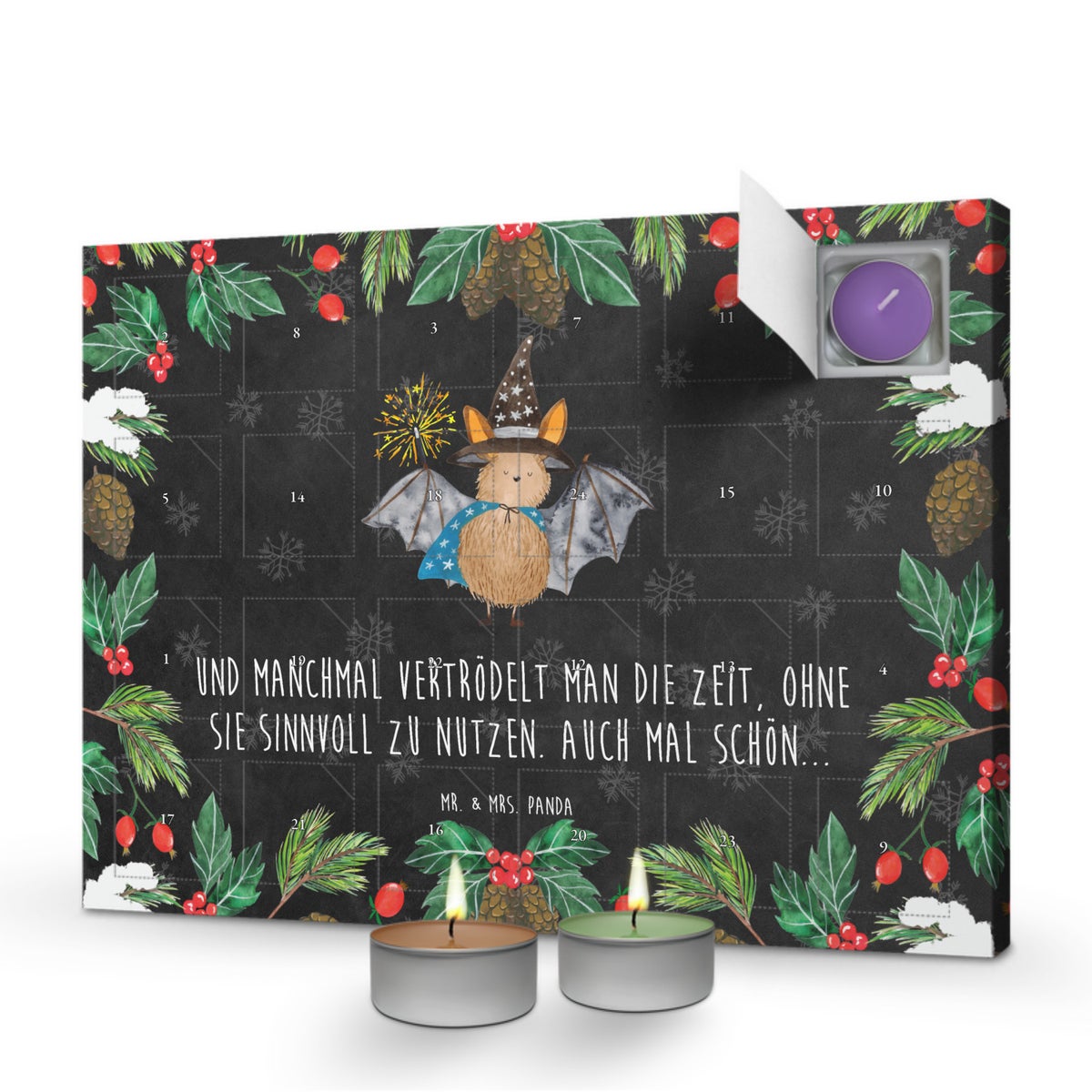 Mr. & Mrs. Panda Geurkaars Adventskalender Vleermuis Tovenaar - Zwart