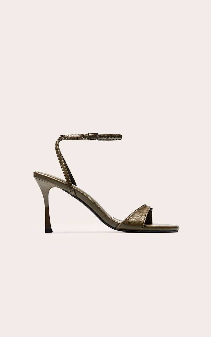 Vert Olive Sandale À Talon Compensé En Synthétiquecuir Avec Bride Entre Les Orteils