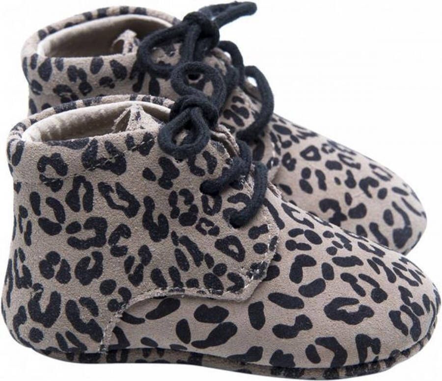 Mavies leren babyschoenen met panterprint beige Leer Panterprint 19 20