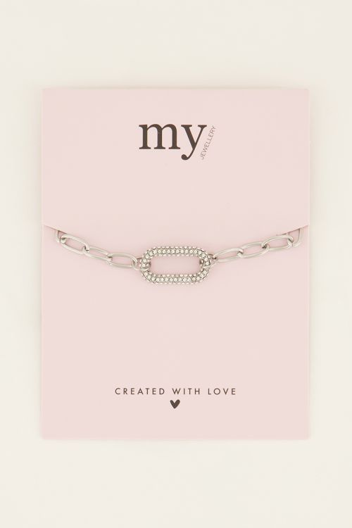 Schakelarmband met strass bedel