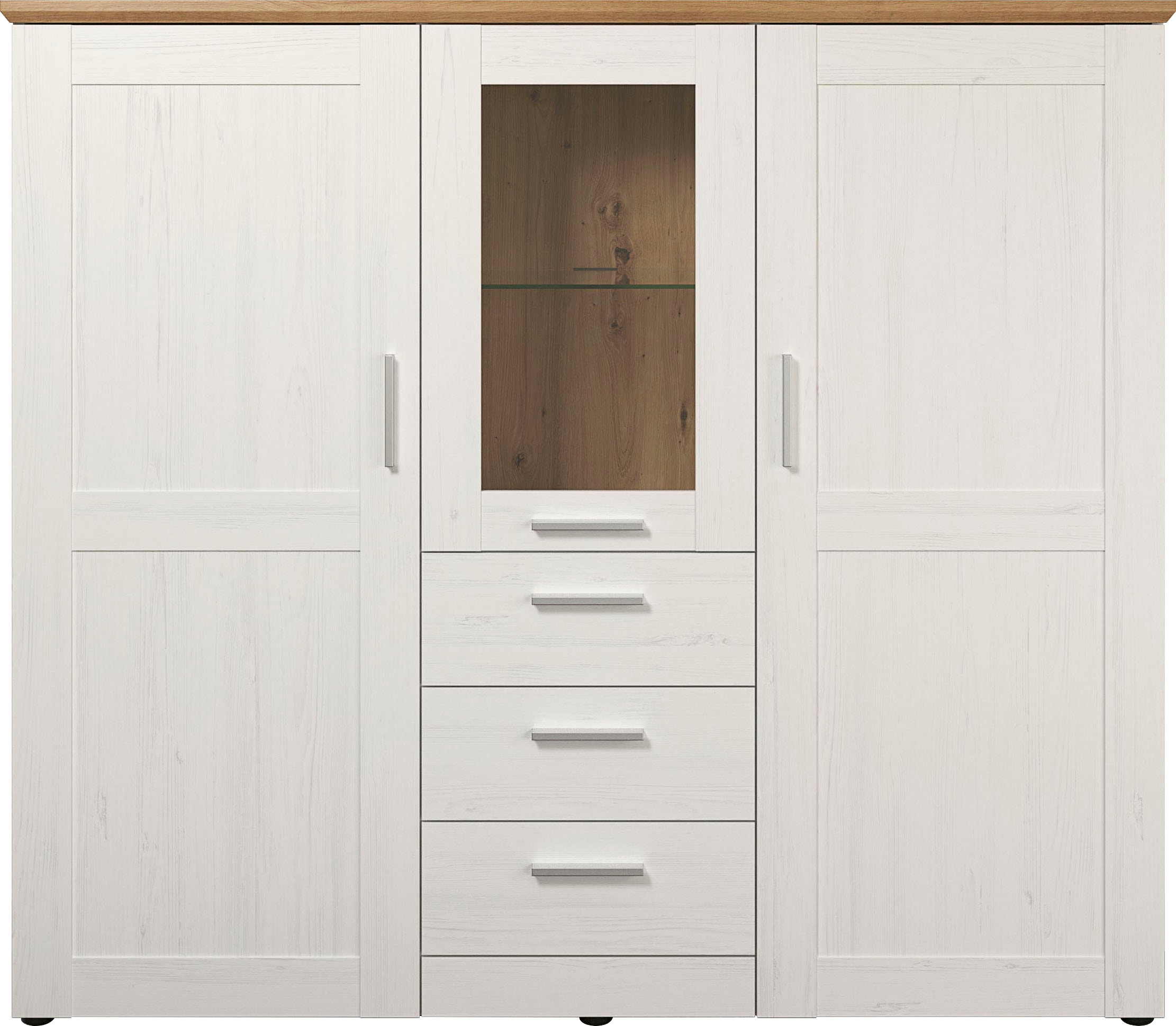 Home affaire Highboard »Nybro« Vitrine, wechselseitig montierbarer Türanschlag, Breite 159 cm