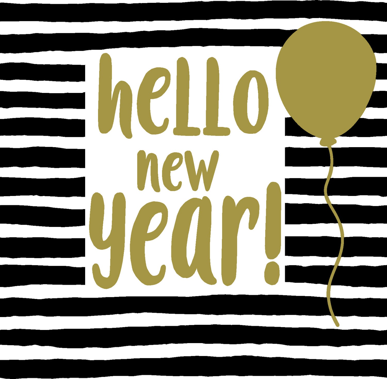 Duni servet Hello New Year zwart / wit 33 x 33 cm 20 stuks