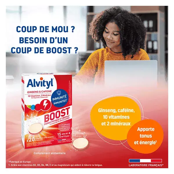 Comprimidos Efervescentes Alvityl Boost: 10 vitaminas, 2 minerais, para maiores de 15 anos, 20 comprimidos