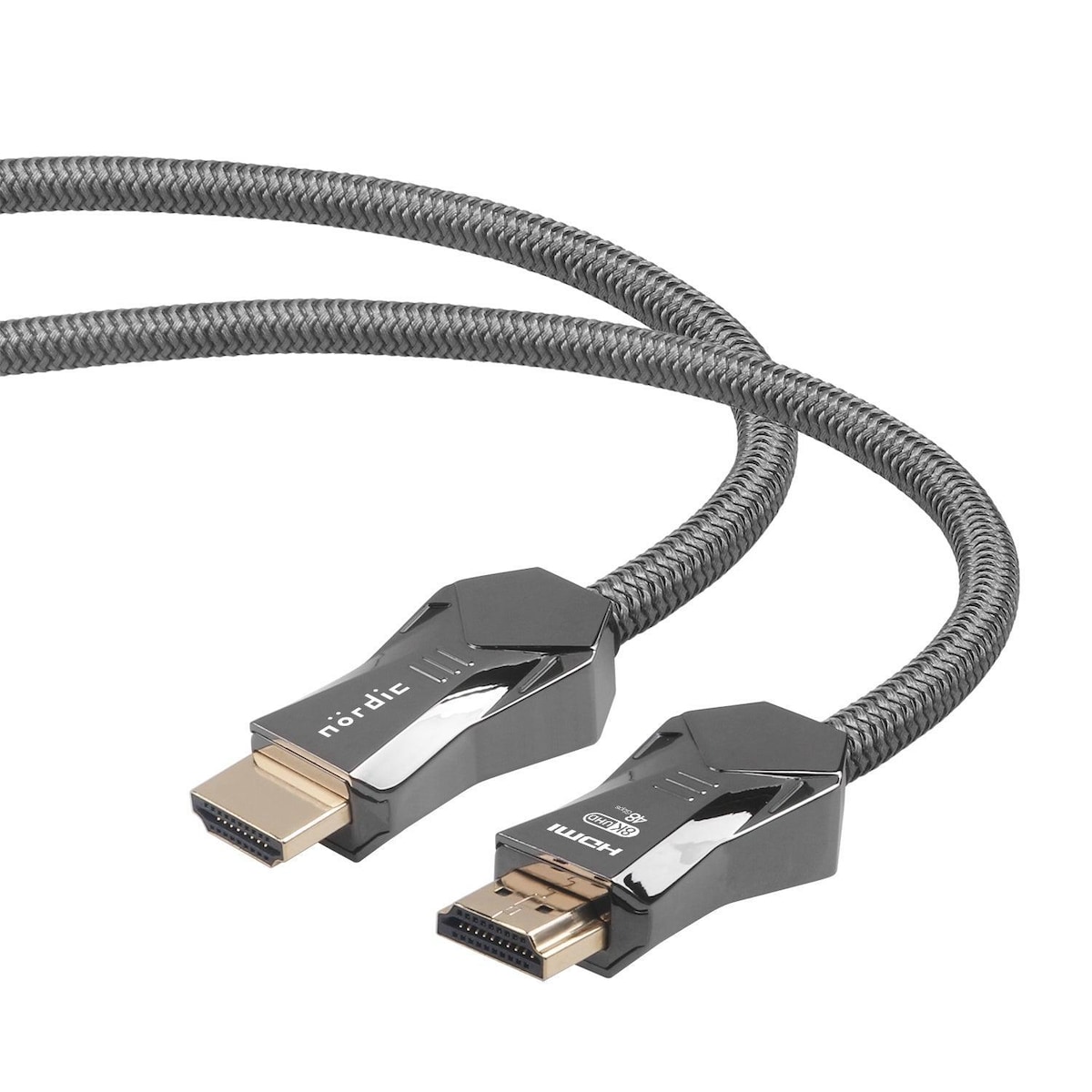 NÖRDIC-SERTIFISERT KABLER 1m Ultra High Speed ​​​​HDMI 2.1 8K 60Hz 4K 120Hz 48Gbps Dynamic HDR eARC VRR Nylonflettet kabel gullbelagt