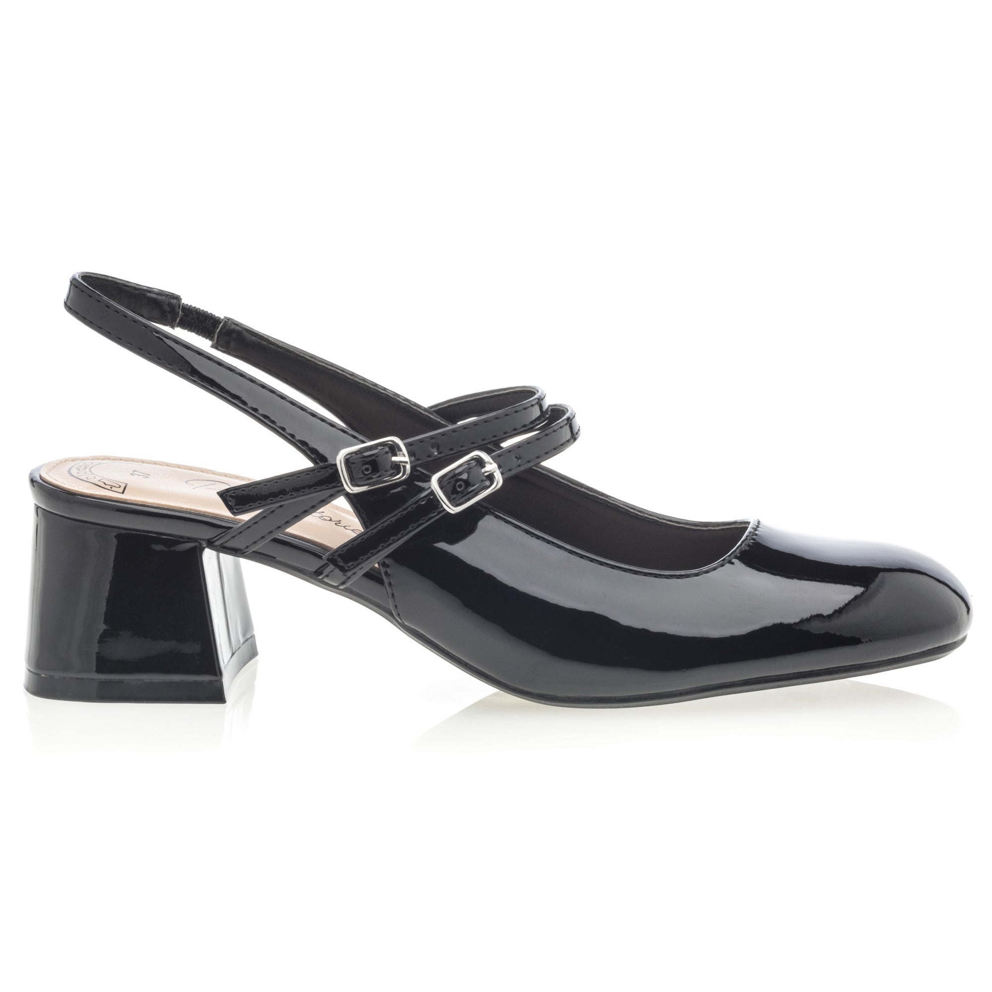 Escarpins avec bride arrière à talon Femme noir vernis