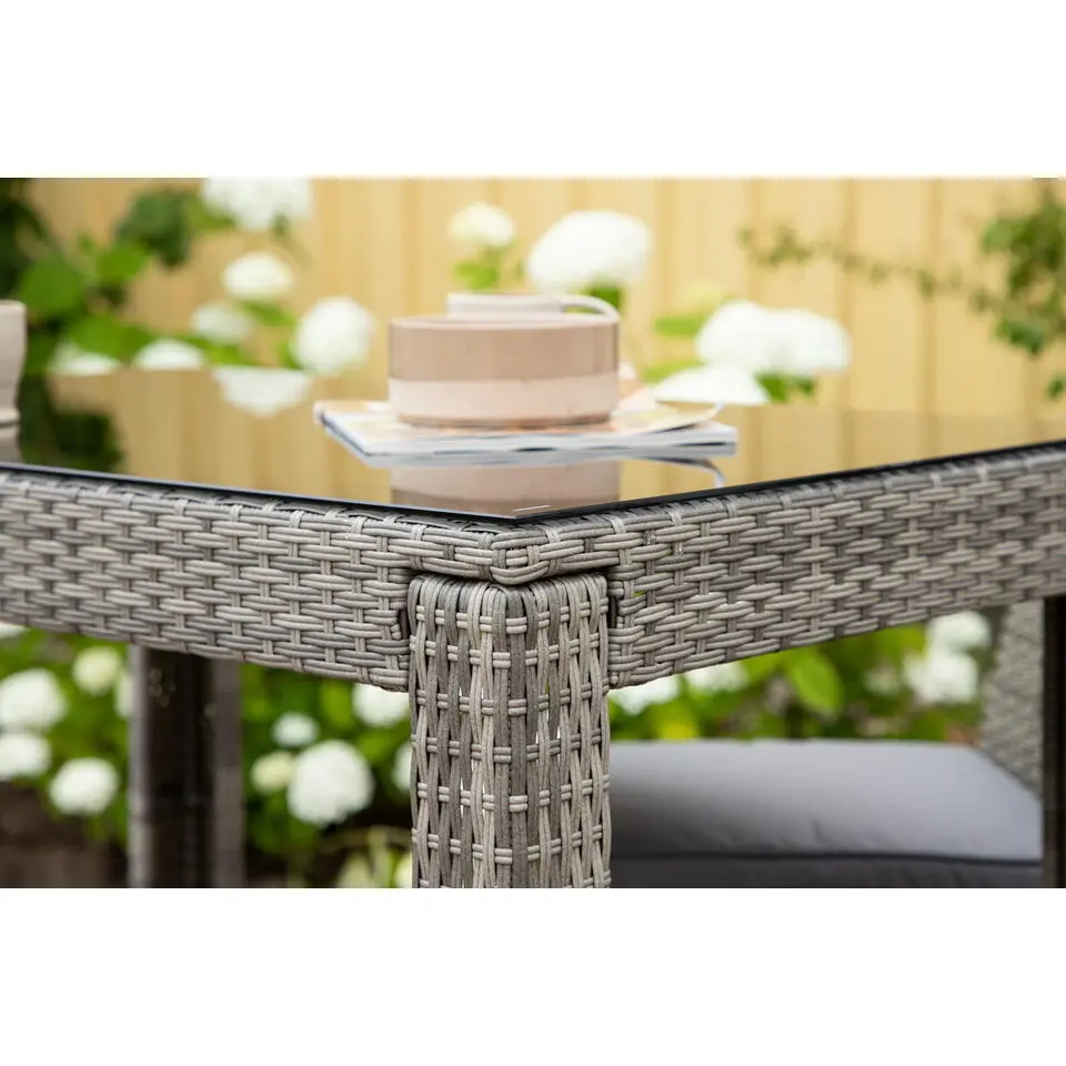 Bartafel Wicker - Grijs Glas - 100x60x110cm - Alo