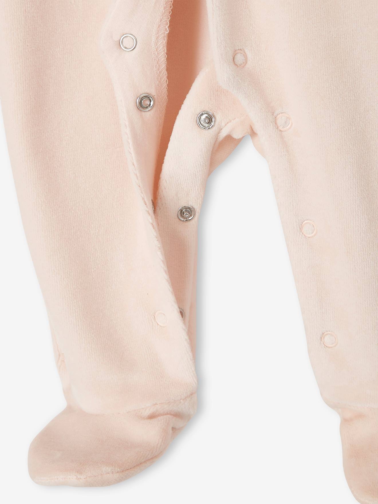 Conjunto de 2 macacões para bebê menina em veludo bicolor rosa médio/multicolorido