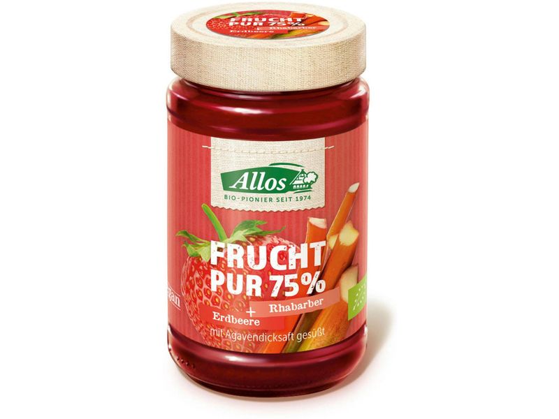 Allos Bio Fruchtaufstrich Erdbeer-Rhabarber 250 g Biologisch zertifizierte Konfitüre