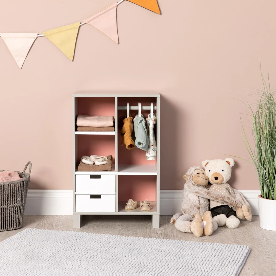 MUSTERKIND® Puppenschrank Viola grauweißaltrosa