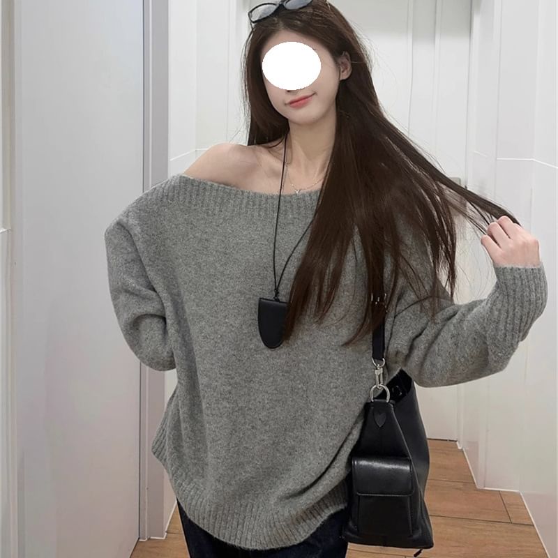 Beaustreet - Off-Shoulder Effen Trui
